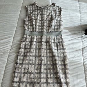 Eva Mendes for New York & Company Gray Checkered Midi Dress